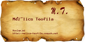 Málics Teofila névjegykártya